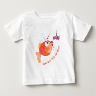 T-shirt Pour Bébé Poisson drôle et ver bébé T-shirt