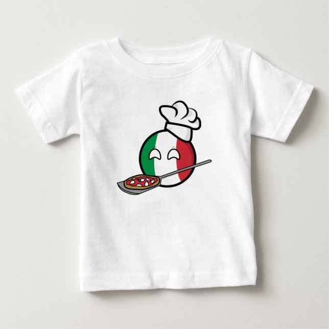 T-shirt Pour Bébé Polandball - Italyball faisant la pizza (Devant)