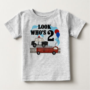 T-shirt Pour Bébé Police et anniversaire du feu 2ème