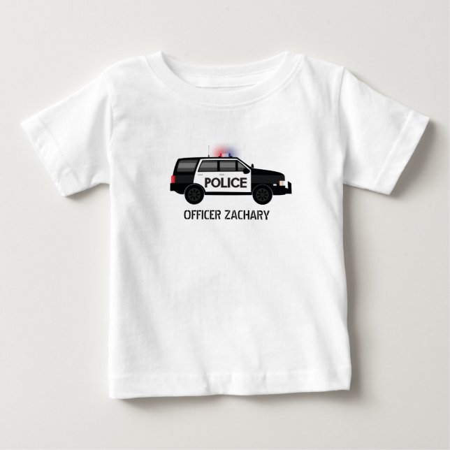 T-shirt Pour Bébé Police Officier SUV Anniversaire (Devant)