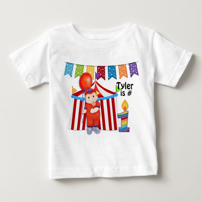 T-shirt Pour Bébé Polka Dot Circus premier anniversaire (Devant)