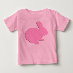 T-shirt Pour Bébé Polka rose Point Silhouette Lapin de Pâques Chemis