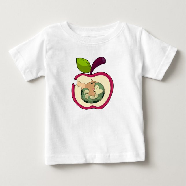 T-shirt Pour Bébé Pomme à bec à chenille (Devant)