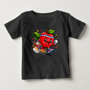 T-shirt Pour Bébé Pomme Rouge Super Mascotte de Fitness en Dessin An