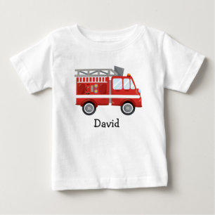 T-shirt Pour Bébé Pompier Camion Garçon Premier Anniversaire Pompier