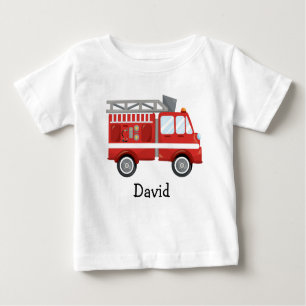 T-shirt Pour Bébé Pompier d'anniversaire pour un garçon de camion