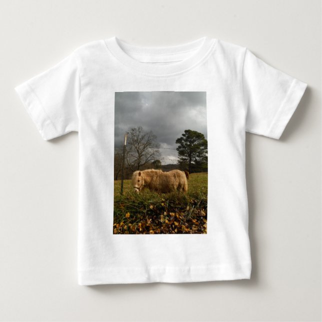 T-shirt Pour Bébé Poney miniature blond / Cheval (Devant)