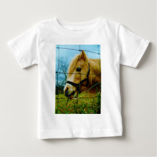 T-shirt Pour Bébé Pony miniature blond / Cheval Ciel bleu
