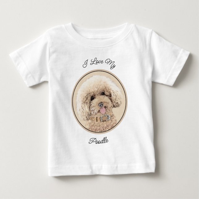 T-shirt Pour Bébé Poodle Miniature Toy Apricot Crème Chien Brown Art (Devant)
