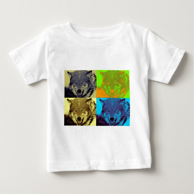 T-shirt Pour Bébé Pop Art Grey Wolf (Devant)