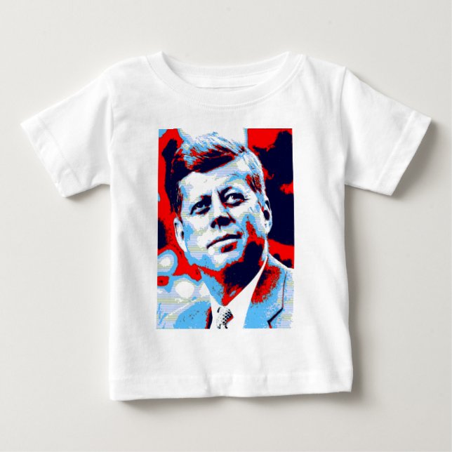 T-shirt Pour Bébé Pop Art JFK John F. Kennedy Red Blue (Devant)