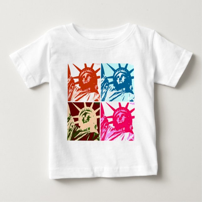 T-shirt Pour Bébé Pop Art Lady Liberty New York City (Devant)