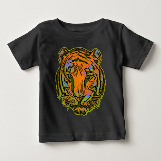 T-shirt Pour Bébé Pop Art TIGER HEAD + votre backgr. & idées (Devant)