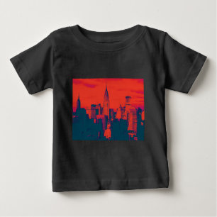 T-shirt Pour Bébé Pop Style Rouge Retro Art New York City