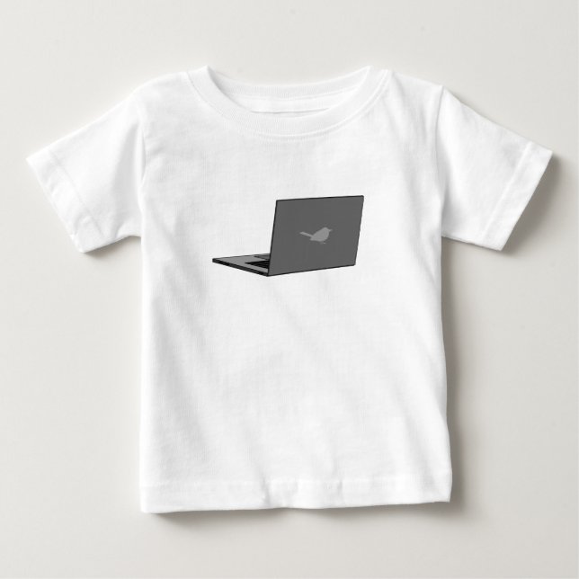 T-shirt Pour Bébé Portable gris avec logo d'oiseau (Devant)