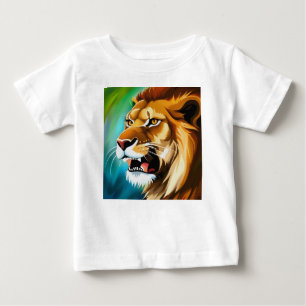 T-shirt Pour Bébé Portrait Posé côté Lion rugissant-57566