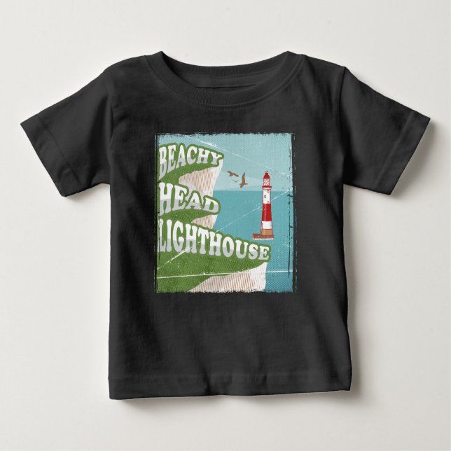 T-shirt Pour Bébé Poster rétro du phare à tête de plage (Devant)