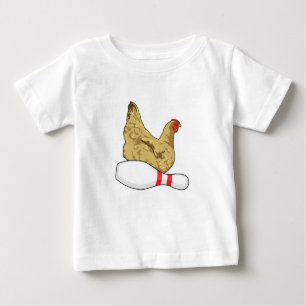 T-shirt Pour Bébé Poulet au Bowling avec épingle de Bowling