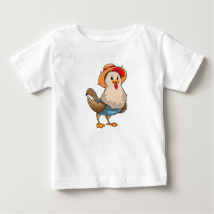 T-shirt Pour Bébé Poulet en fermier avec Casquette
