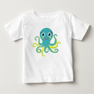 T-shirt Pour Bébé Poulpe bleu et jaune