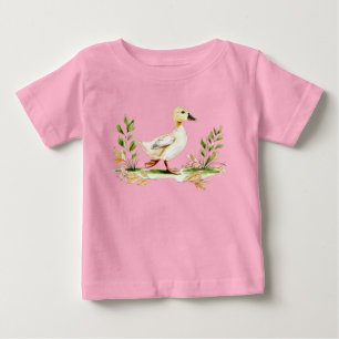 T-shirt Pour Bébé Poussin à l'aquarelle avec trèfle à quatre feuille