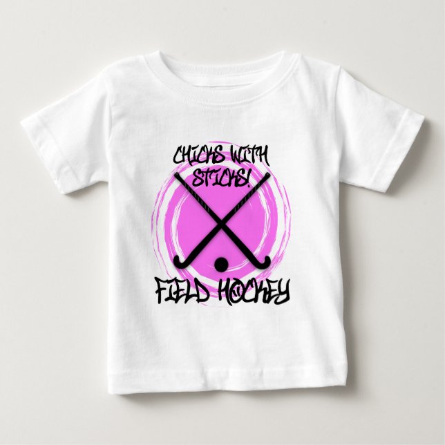 T-shirt Pour Bébé Poussins avec des bâtons - hockey de champ (Devant)