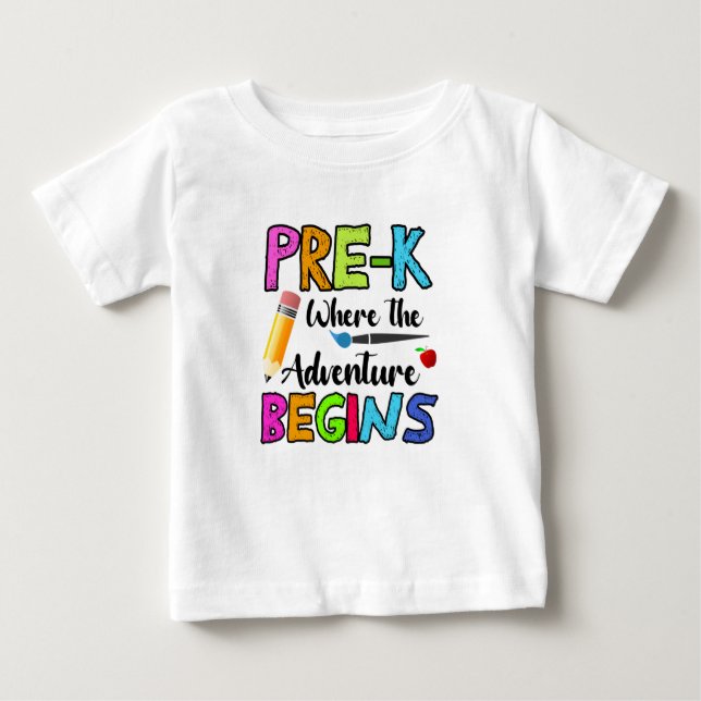 T-shirt Pour Bébé Pré-K Où Commence L'Aventure (Devant)
