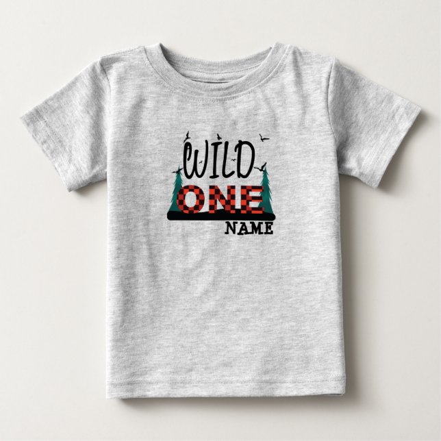 T-shirt Pour Bébé Premier 1er anniversaire d'une chemise de plaid sa (Devant)