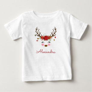 T-shirt Pour Bébé Premier 1er renne de Noël Monogramme