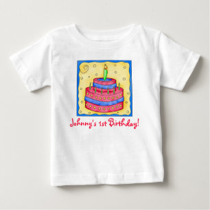 T-shirt Pour Bébé Premier (1er) Tee - shirt de gâteau d'anniversaire