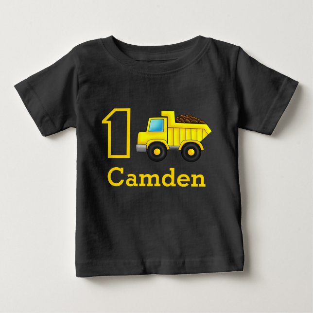 T-shirt Pour Bébé Premier Anniversaire 1er 2e 3e voiture de construc (Devant)