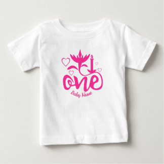 T-shirt Pour Bébé Premier anniversaire Baby rose nom de la crème