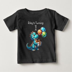 T-shirt Pour Bébé Premier anniversaire Boy Dinosaur Nom et âge