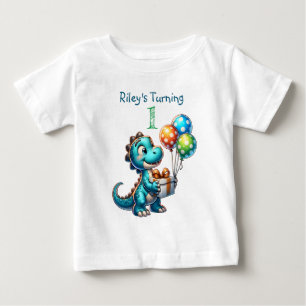 T-shirt Pour Bébé Premier anniversaire Boy Dinosaur Nom et âge