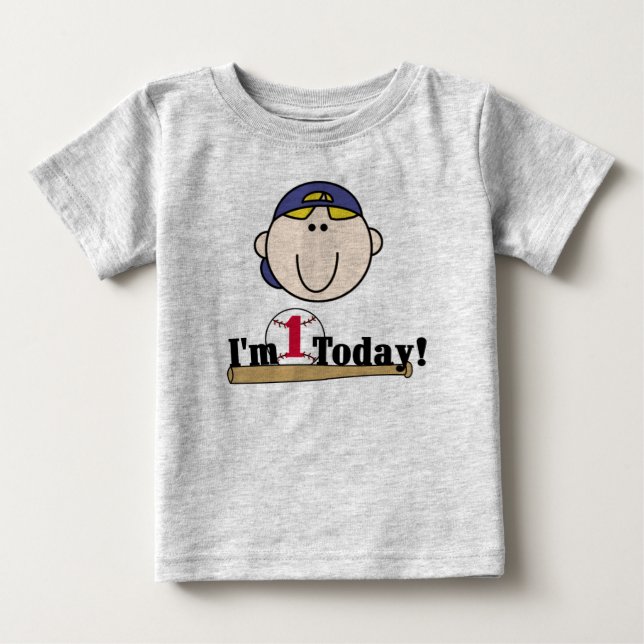 T-shirt Pour Bébé Premier anniversaire de base-ball blond (Devant)