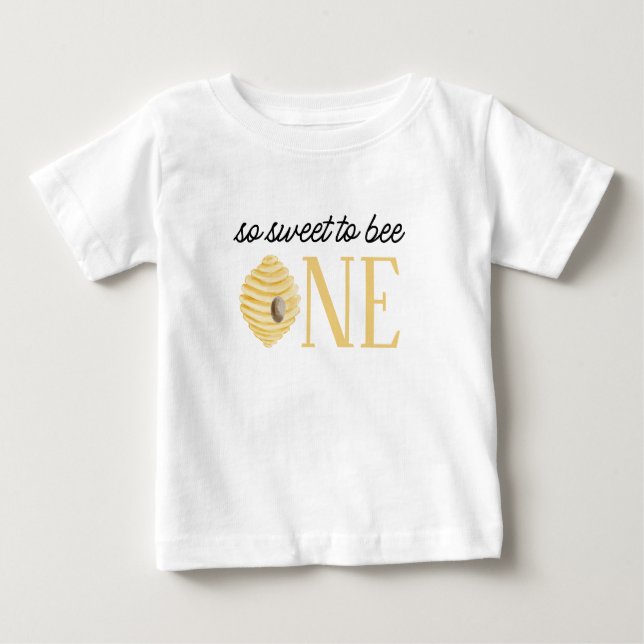 T-shirt Pour Bébé Premier anniversaire de Bee, doux comme Bee One (Devant)