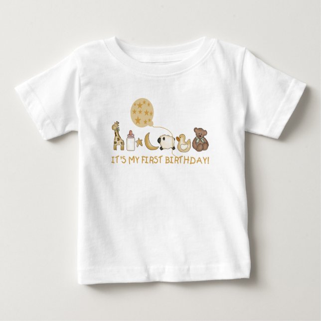 T-shirt Pour Bébé Premier anniversaire de choses préférées (Devant)