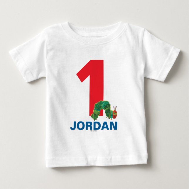 T-shirt Pour Bébé Premier Anniversaire De La Caterpillar Très Affamé (Devant)