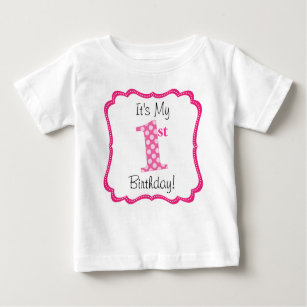 T-shirt Pour Bébé Premier anniversaire de la fille rose mignonne