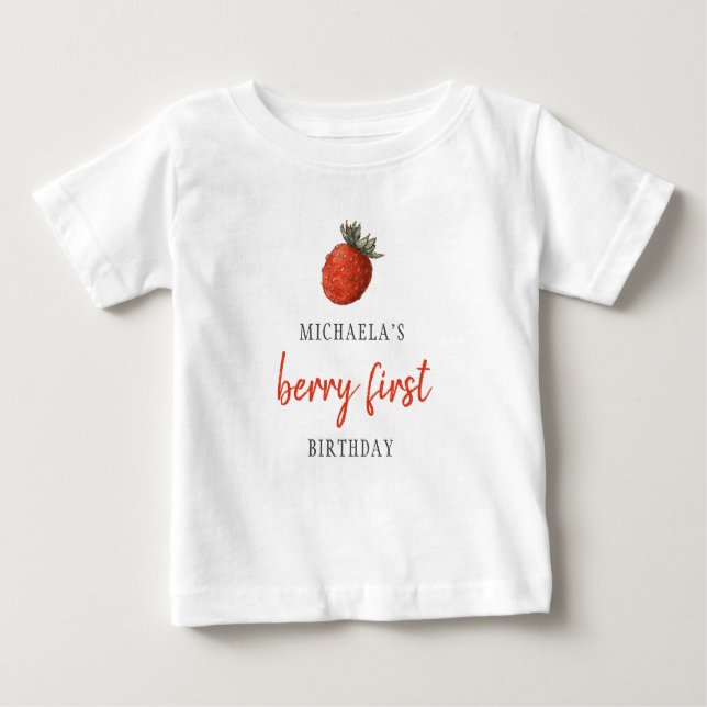 T-shirt Pour Bébé Premier anniversaire de la fraise rouge (Devant)