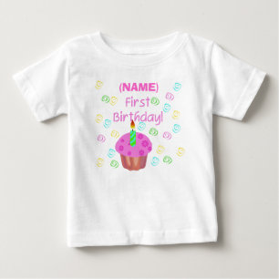 T-shirt Pour Bébé Premier anniversaire de petit gâteau rose