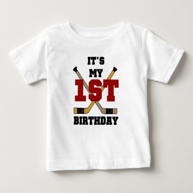 T-shirt Pour Bébé Premier anniversaire d'hockey (Devant)