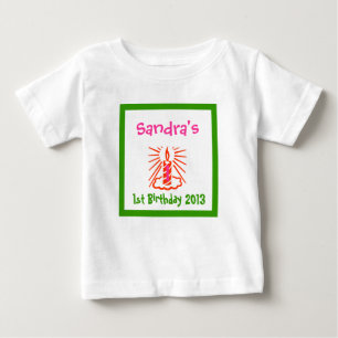 T-shirt Pour Bébé premier anniversaire du bébé, 1er rose et vert du 