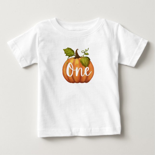 T-shirt Pour Bébé Premier anniversaire du citrouille (Devant)