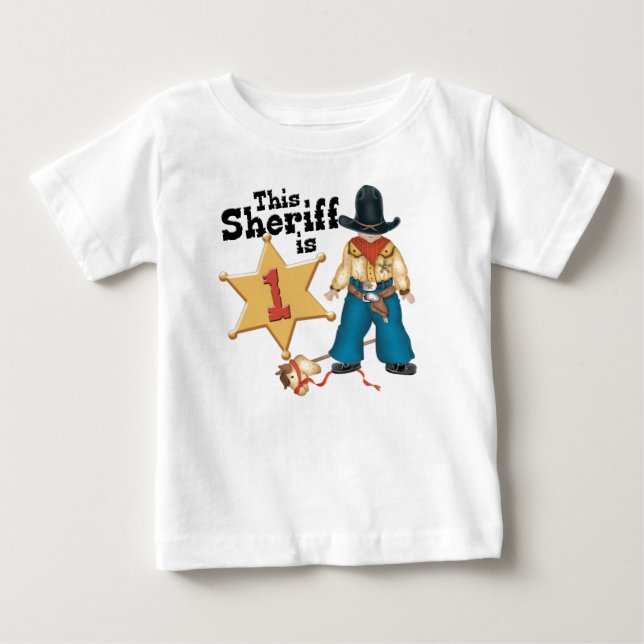 T-shirt Pour Bébé Premier anniversaire du shérif (Devant)