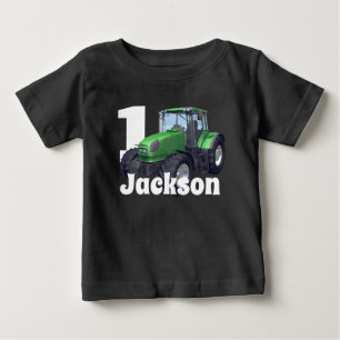 T-shirt Pour Bébé Premier anniversaire du tracteur vert personnalisé