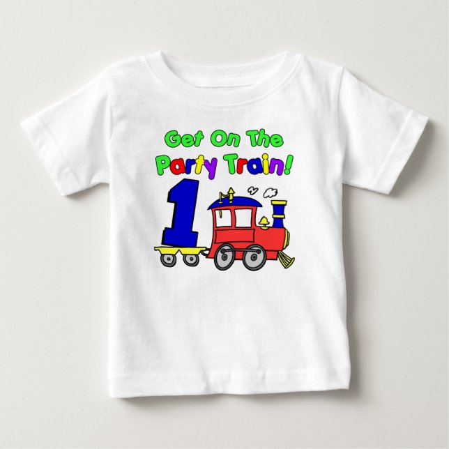 T-shirt Pour Bébé Premier anniversaire du train de fête (Devant)