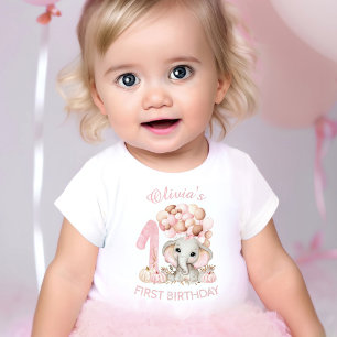 T-shirt Pour Bébé Premier anniversaire éléphant mignon automne fille