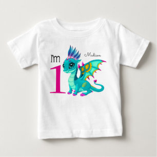 T-shirt Pour Bébé Premier anniversaire mignon Dragon