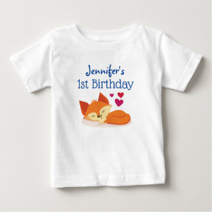 T-shirt Pour Bébé Premier anniversaire mignon renard orange avec les